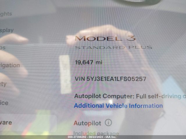 5YJ3E1EA1LF805257 Tesla Model 3 Standard Range Plus