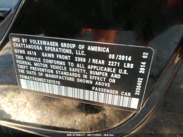 1VWAT7A36EC107215 Volkswagen Passat Wolfsburg Ed