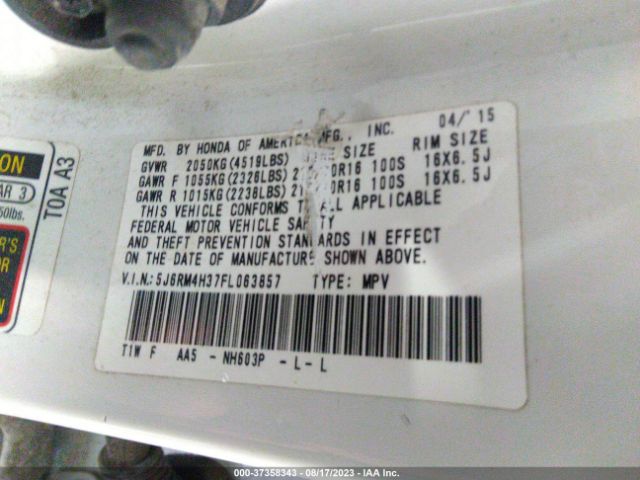 5J6RM4H37FL063857 Honda CR-V LX