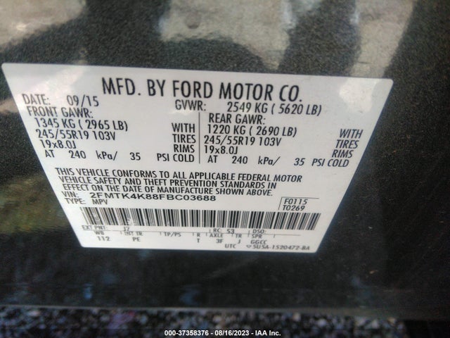 Ford Edge Titanium 2015 2FMTK4K88FBC03688 Image 15