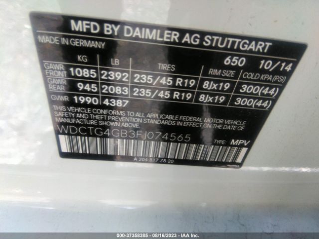 WDCTG4GB3FJ074565 Mercedes-Benz Gla-class Gla 250