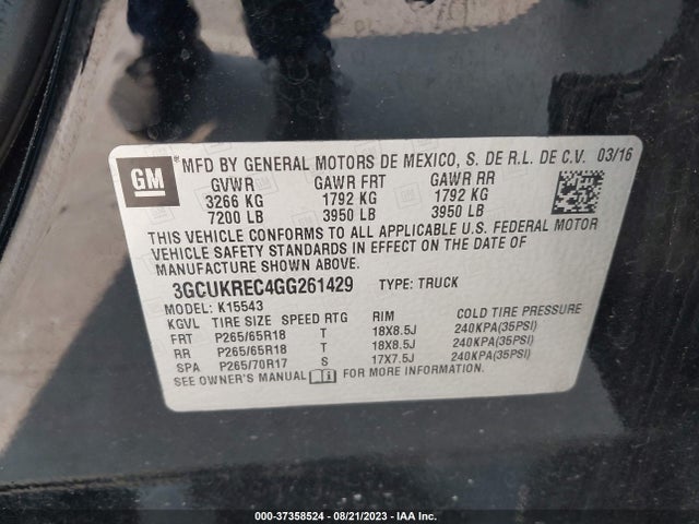 Chevrolet Silverado 1500 Lt 2016 3GCUKREC4GG261429 Image 9