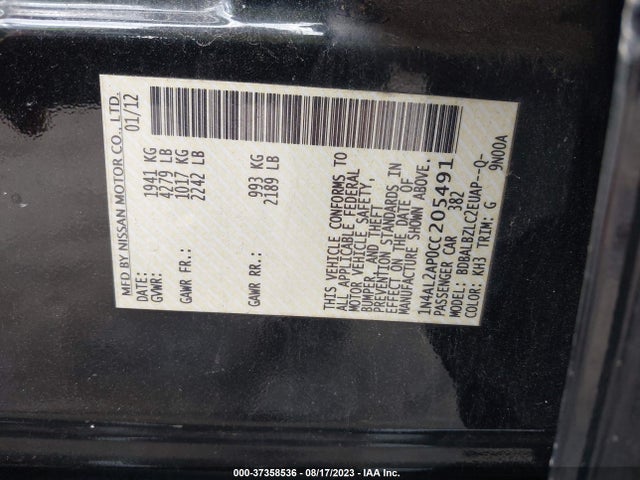 2012 NISSAN ALTIMA 2.5 S VIN: 1N4AL2AP0CC205491