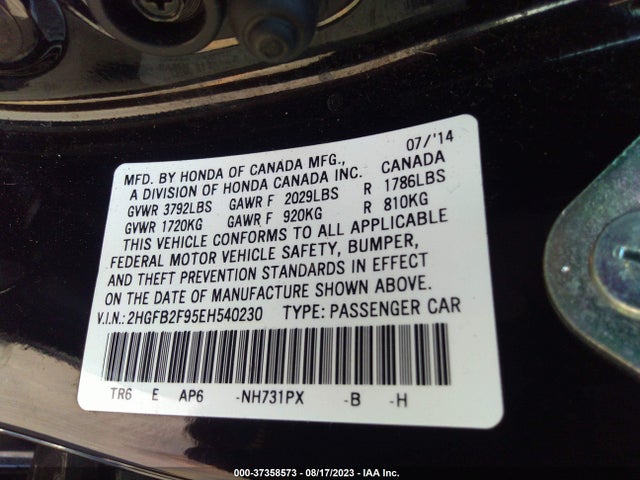 Honda Civic Sedan Ex-l 2014 2HGFB2F95EH540230 Image 9