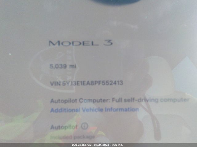 5YJ3E1EA8PF552413 Tesla MODEL 3