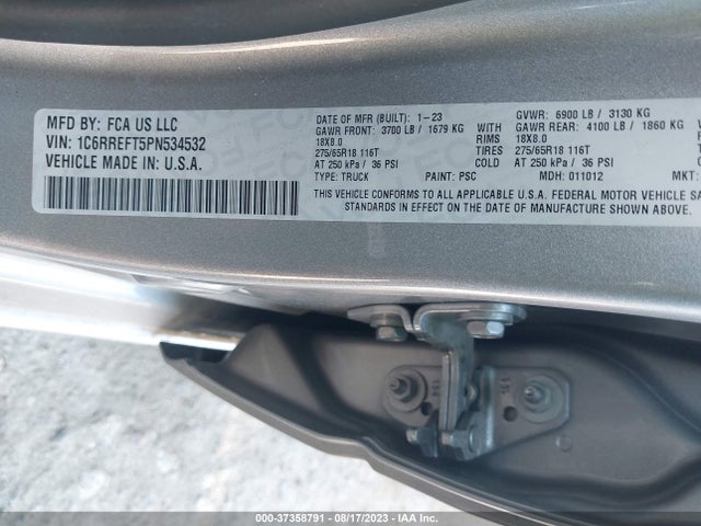 RAM 1500 Big Horn 2023 1C6RREFT5PN534532 Image 9