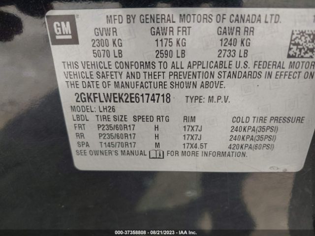 2GKFLWEK2E6174718 GMC Terrain Sle