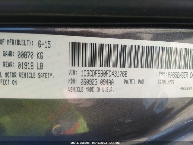 Dodge DART SXT 2015 1C3CDFBB0FD431768 Image 9