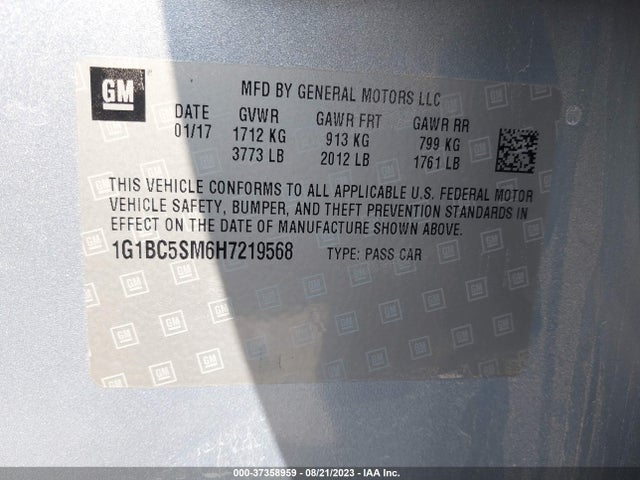 Chevrolet CRUZE LS 2017 1G1BC5SM6H7219568 Image 9