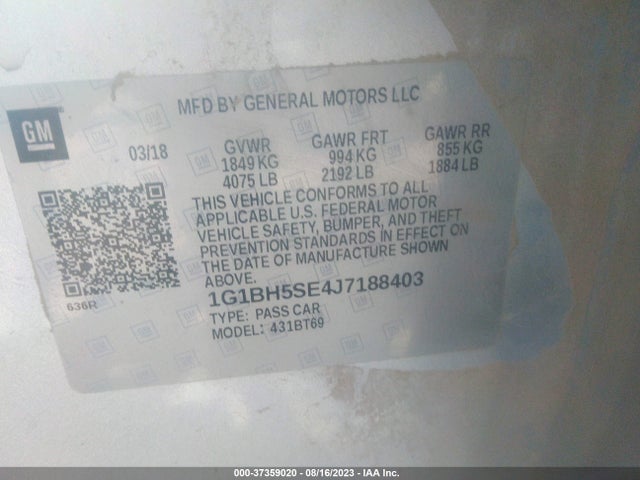 Chevrolet CRUZE LT 2018 1G1BH5SE4J7188403 Image 9