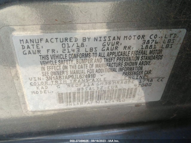 Nissan SENTRA SV 2018 3N1AB7AP9JL624910 Image 9