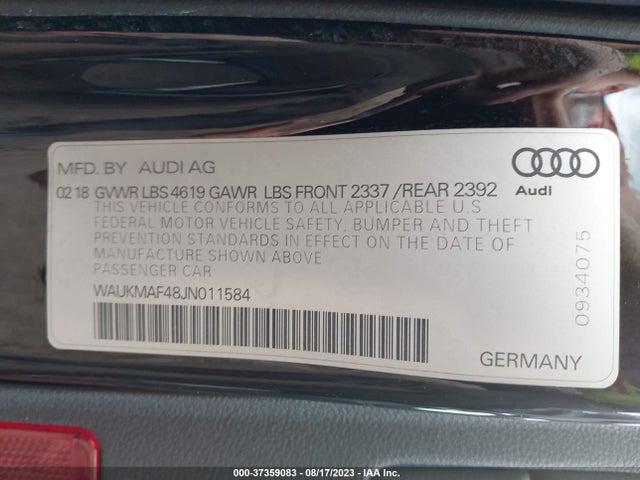 WAUKMAF48JN011584 Audi A4 Premium/tech Premium