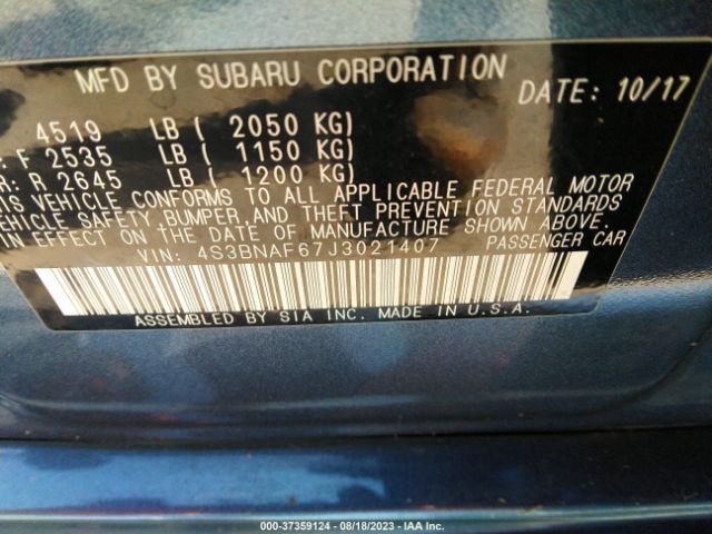 4S3BNAF67J3021407 Subaru Legacy Premium