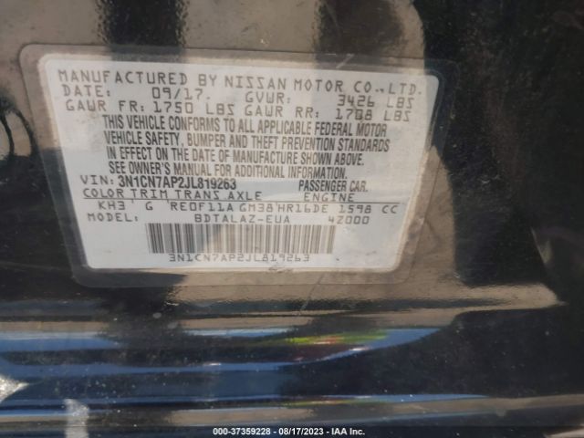 3N1CN7AP2JL819263 Nissan Versa Sedan S Plus