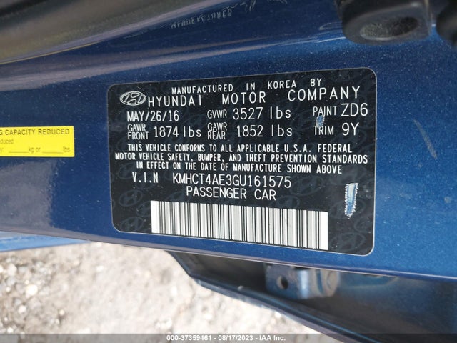 Hyundai ACCENT SE 2016 KMHCT4AE3GU161575 Image 9