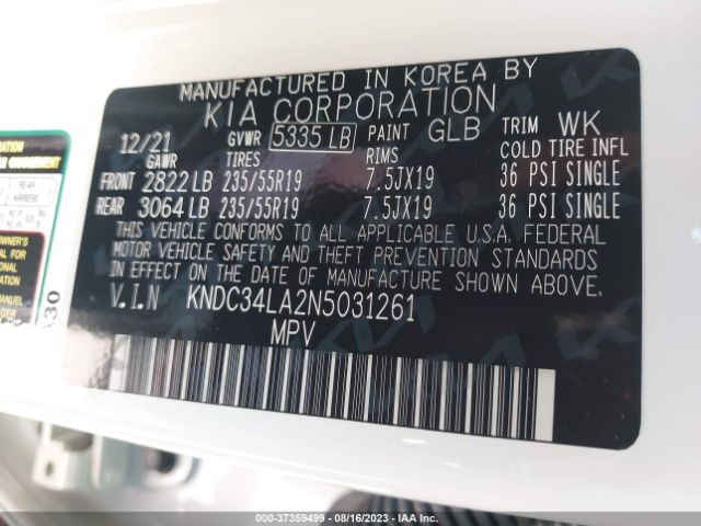 KNDC34LA2N5031261 KIA Ev6 Wind