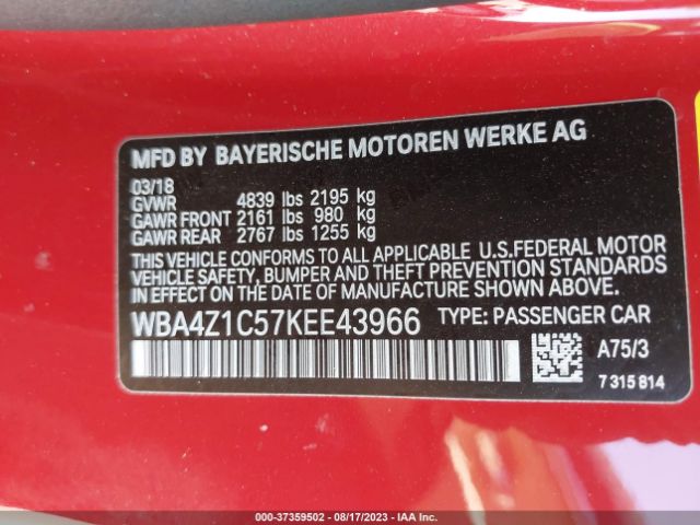 WBA4Z1C57KEE43966 BMW 4 Series 430i