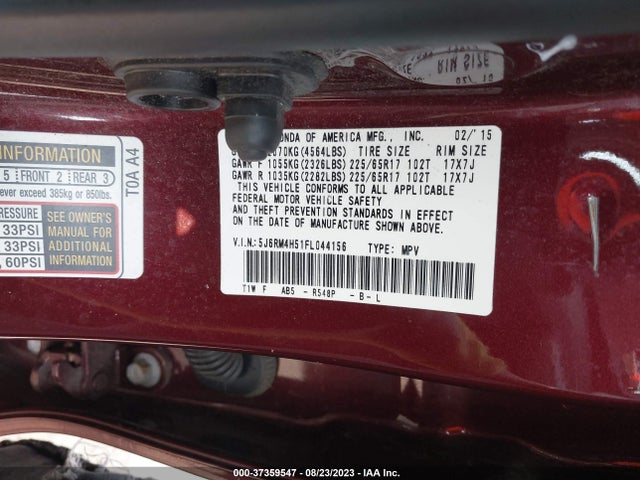 Honda CR-V EX 2015 5J6RM4H51FL044156 Image 9
