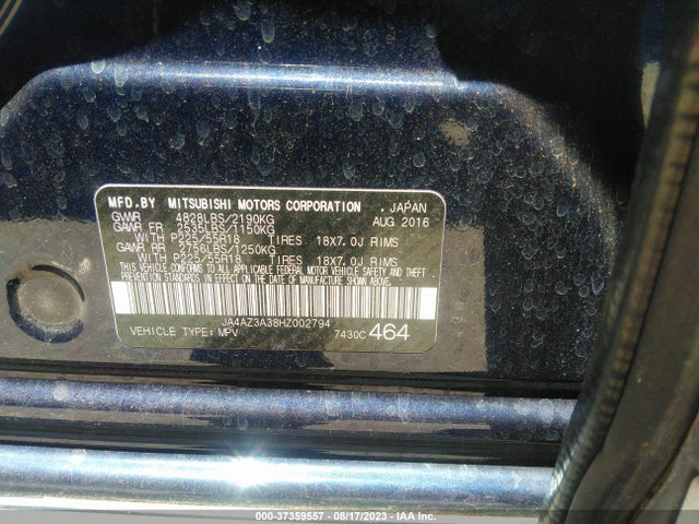 JA4AZ3A38HZ002794 Mitsubishi Outlander Se/sel