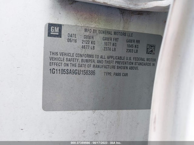 Chevrolet IMPALA LT 2016 1G1105SA9GU158386 Image 9