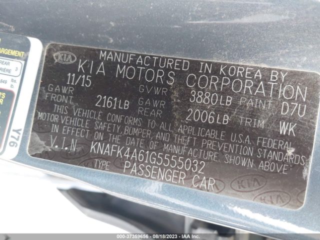 KNAFK4A61G5555032 KIA FORTE LX