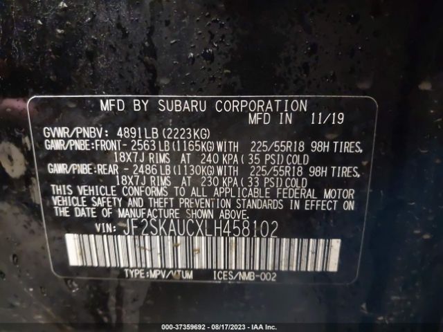 JF2SKAUCXLH458102 Subaru Forester Limited