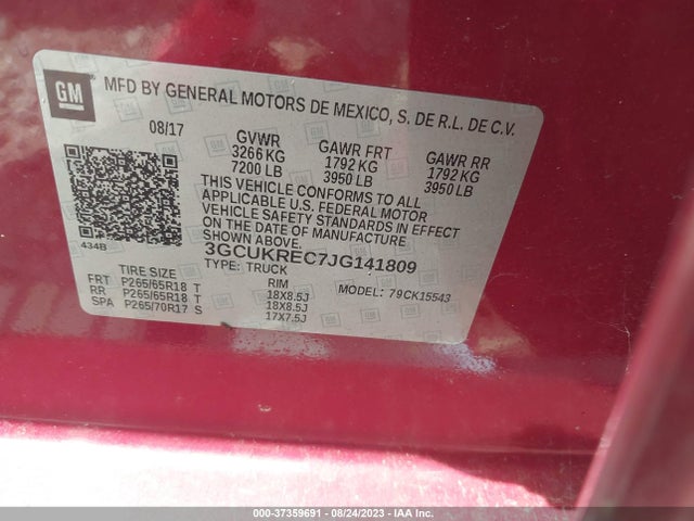 Chevrolet Silverado 1500 Lt 2018 3GCUKREC7JG141809 Image 9