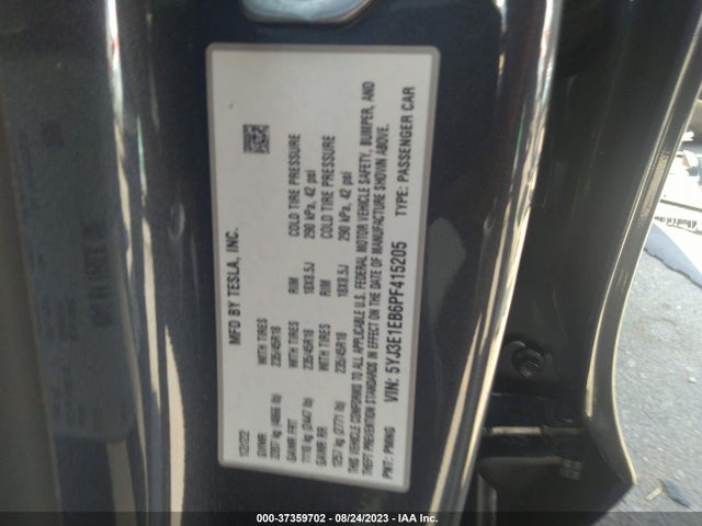 2023 TESLA MODEL 3 LONG RANGE DUAL MOTOR ALL-WHEEL DRIVE VIN: 5YJ3E1EB6PF415205