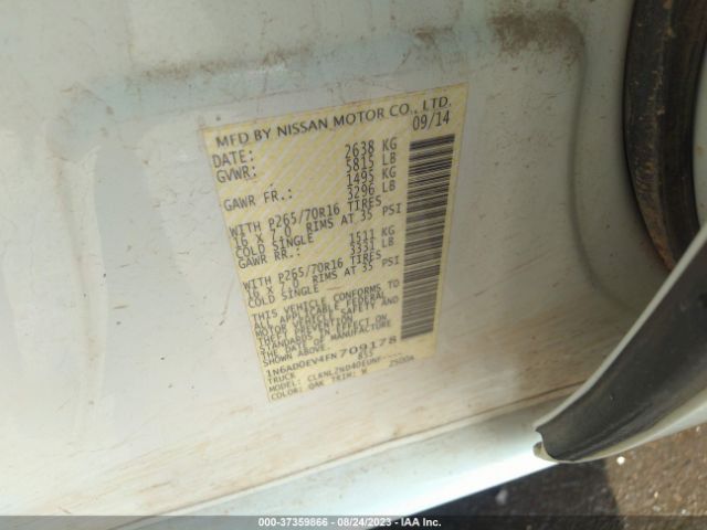 1N6AD0EV4FN709178 Nissan Frontier Sv