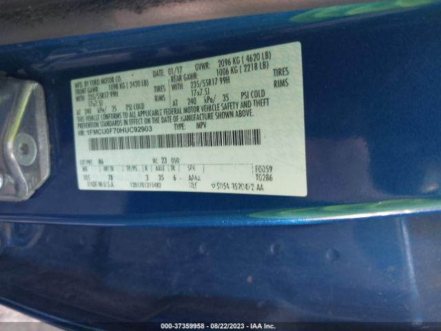 1FMCU0F70HUC92903 Ford ESCAPE S