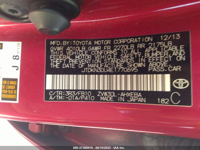 Toyota 2zr-fxe+3jm 2014 JTDKN3DU4E1770695 Image 21