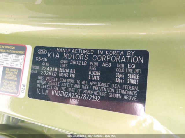 KNDJN2A25G7872192 KIA Soul Base