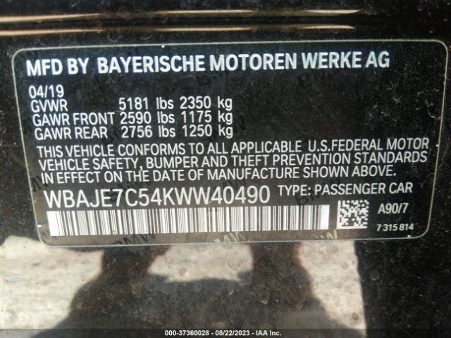 WBAJE7C54KWW40490 BMW 5 Series 540i Xdrive