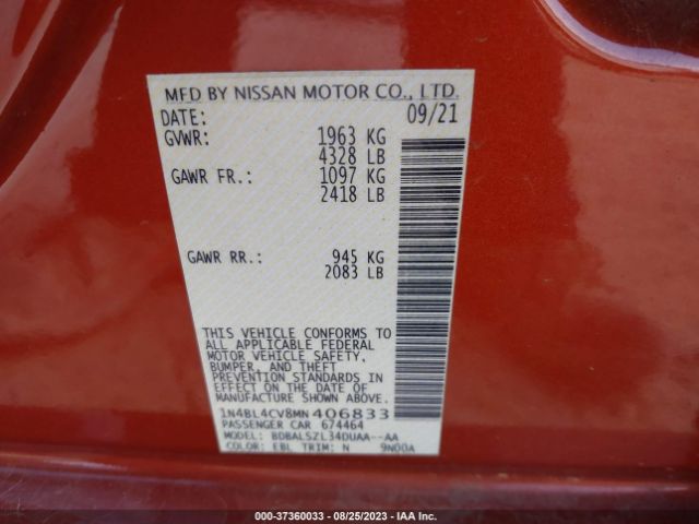 1N4BL4CV8MN406833 Nissan Altima 2.5 Sr