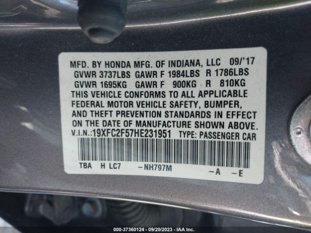 19XFC2F57HE231951 Honda Civic Sedan Lx