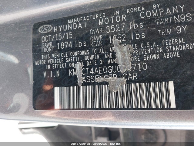 Hyundai ACCENT SE 2016 KMHCT4AE0GU035710 Image 9