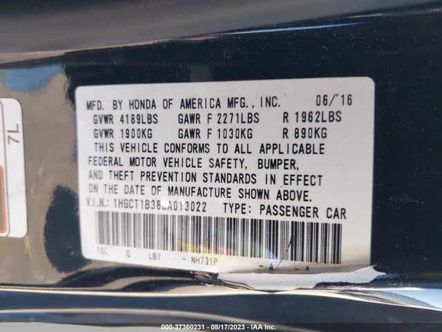 Honda Accord Coupe Lx-s 2016 1HGCT1B38GA013022 Image 16