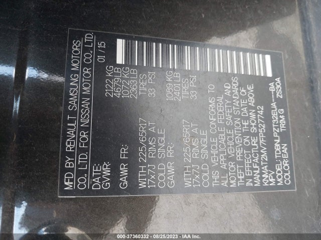 Nissan ROGUE S 2015 KNMAT2MV7FP527742 Image 9