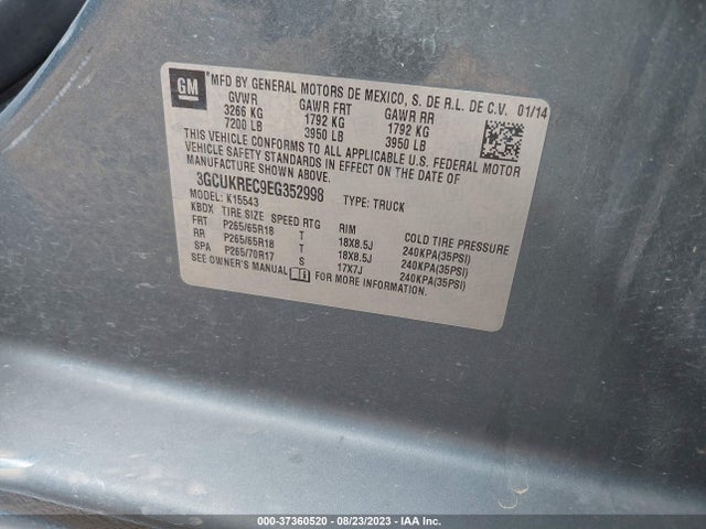 Chevrolet Silverado 1500 Lt 2014 3GCUKREC9EG352998 Image 9