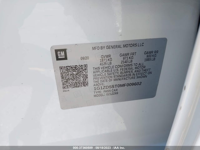 Chevrolet MALIBU LT 2021 1G1ZD5ST0MF009602 Image 9