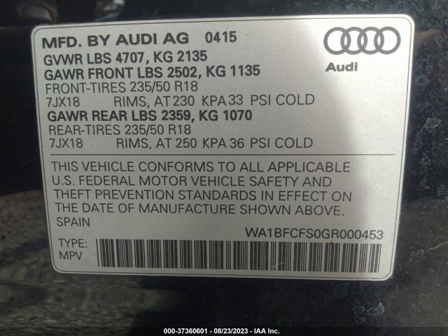 WA1BFCFS0GR000453 Audi Q3 Premium Plus