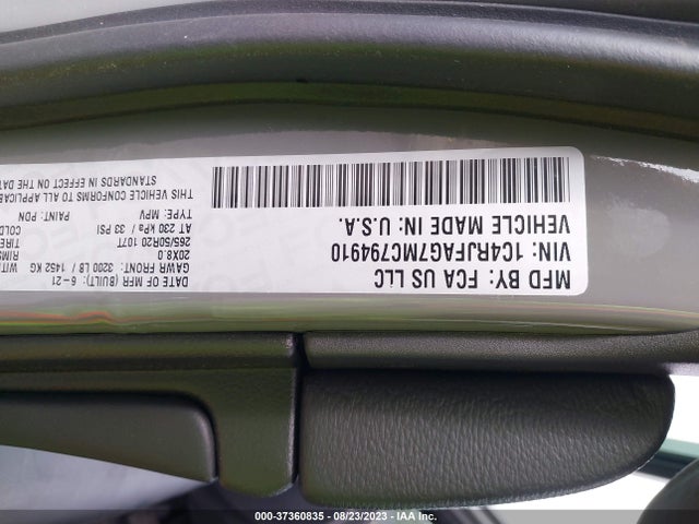 1C4RJFAG7MC794910 Jeep Grand Cherokee Laredo X