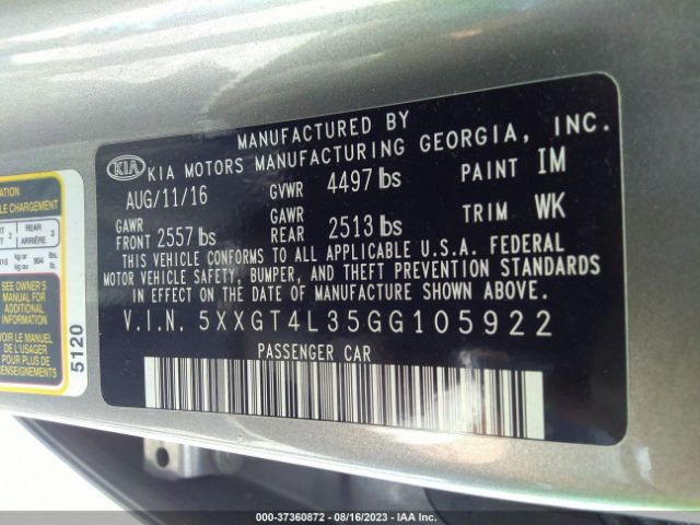 5XXGT4L35GG105922 KIA Optima Lx