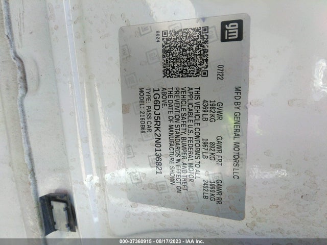 1G6DJ5RK2N0136821 Cadillac Ct4 Luxury