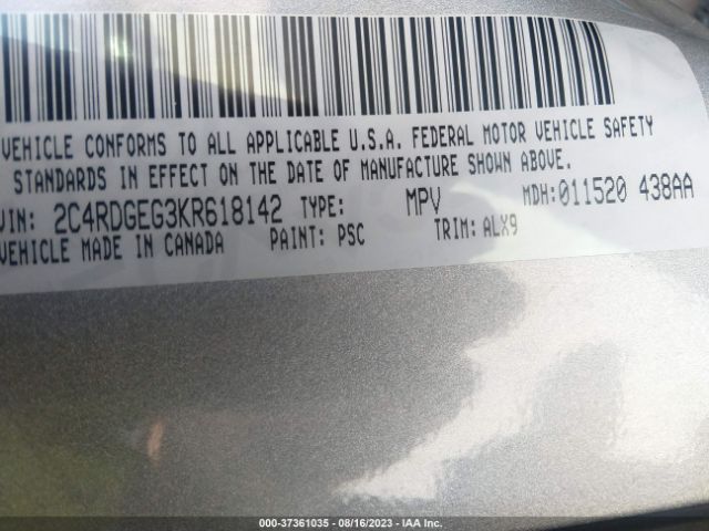 2C4RDGEG3KR618142 Dodge Grand Caravan Gt