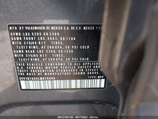 3VV1B7AX4LM076665 Volkswagen Tiguan 2.0t S