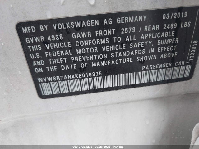 WVWSR7AN4KE019335 Volkswagen Arteon Sel R-line