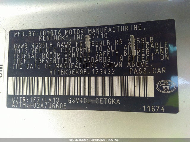 2011 TOYOTA CAMRY 4T1BK3EK9BU123432 Photo 8
