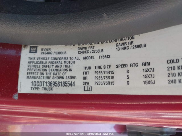 2005 CHEVROLET COLORADO 1SE LS Z71 VIN: 1GCDT136958185544