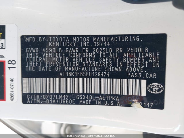 Toyota AVALON LIMITED 2014 4T1BK1EB5EU128474 Image 9
